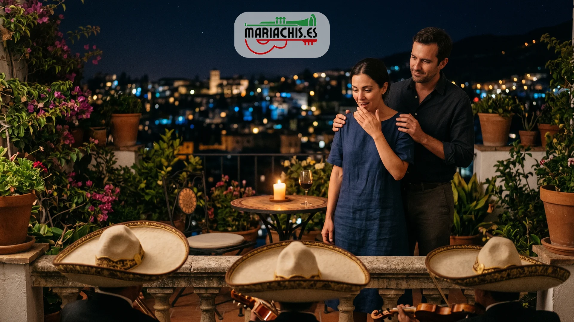 Pareja recibiendo una serenata con una canción elegida específicamente para ellos en el momento exacto