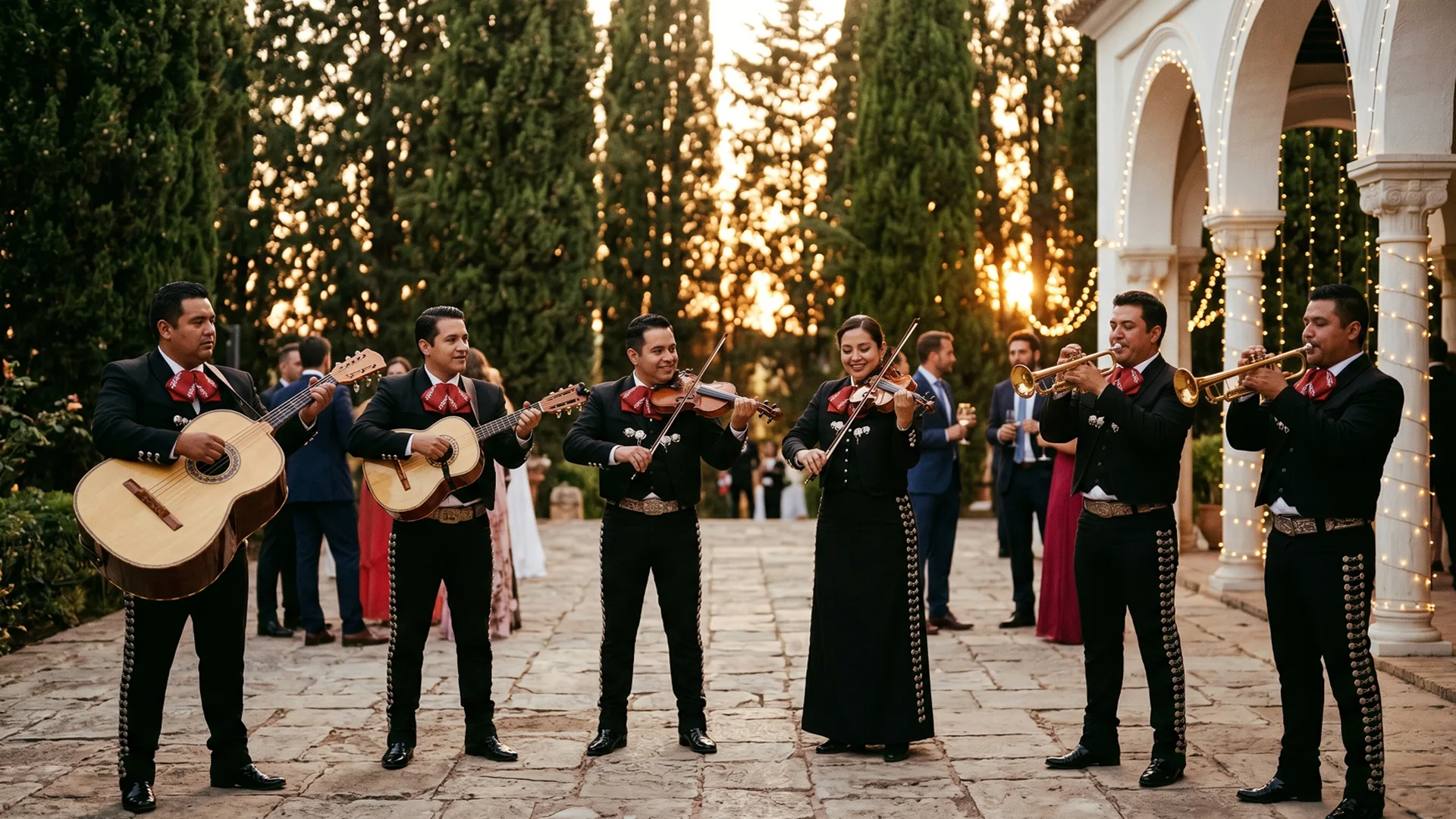 Composición editorial con sombrero charro, trompeta y guía de precios de mariachi en España 2026